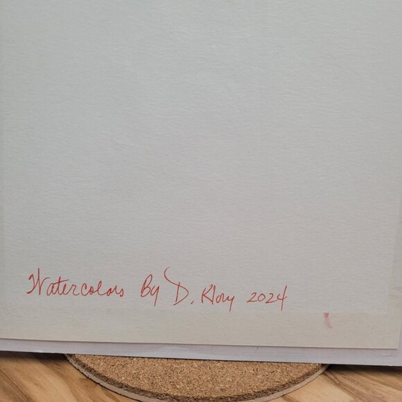 Original  Watercolor Christmas Holly Narcissus Painting Art 8" x 10" Mat - Picture 5 of 7